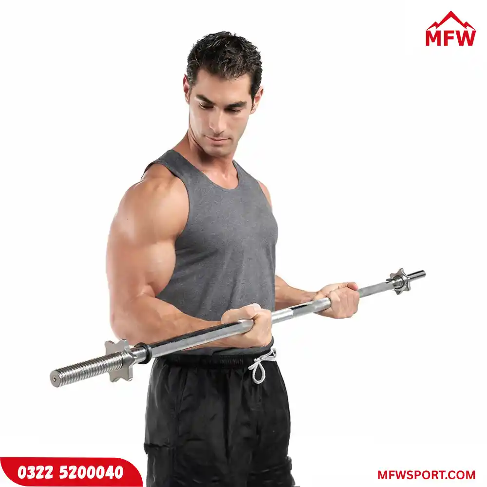 1 Inch Body Building Straight Barbell Rod with Spinlocks – Iron Weight Bar (3ft, 4ft, 5ft, 6ft) SNK Fitness