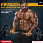 Commercial Olympic EZ curl bar for 2-inch plates, designed for biceps curls, triceps exercises, hip thrusts, and squats.