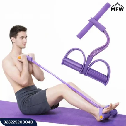 Elastic Pull Rope Tummy Trimmer – 4-Tube Abdominal Exerciser Resistance Band